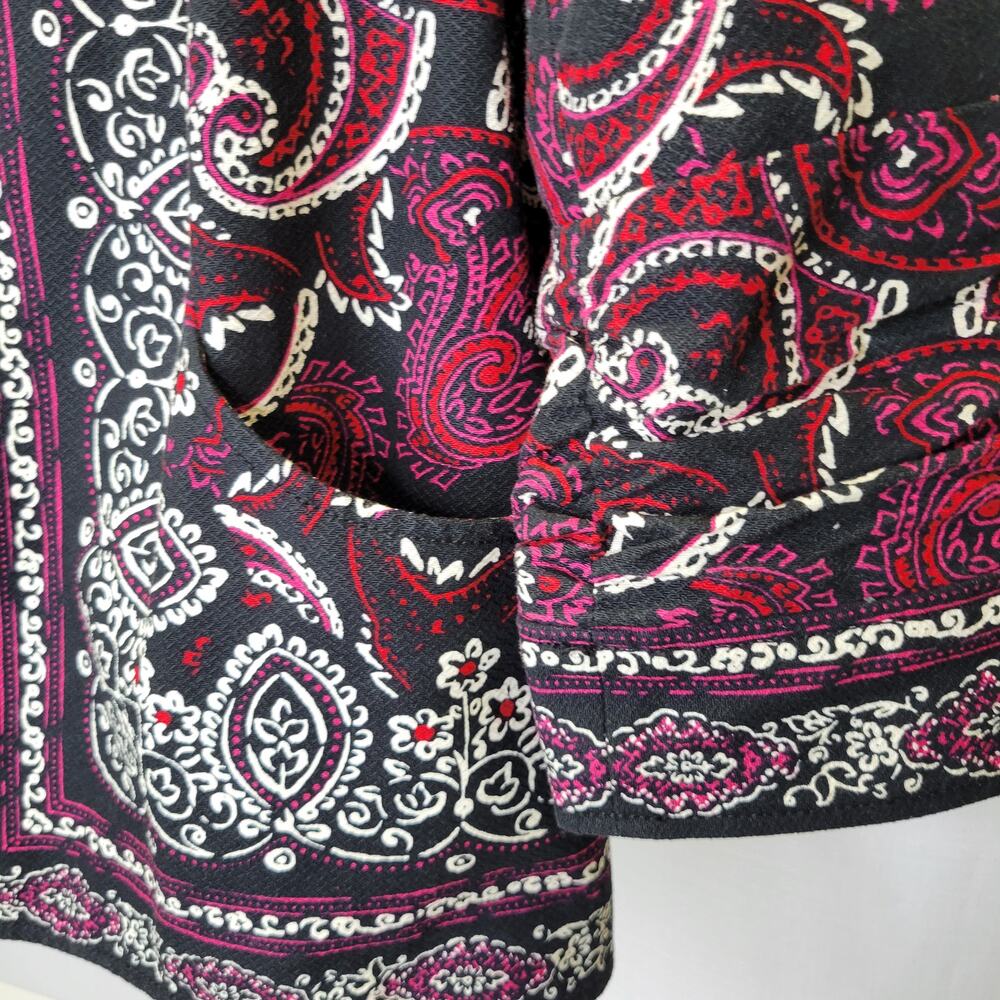 Coldwater Creek Black Pink Paisley Open 3/4 Sleeve Jacket, 14 - Picture 4 of 11